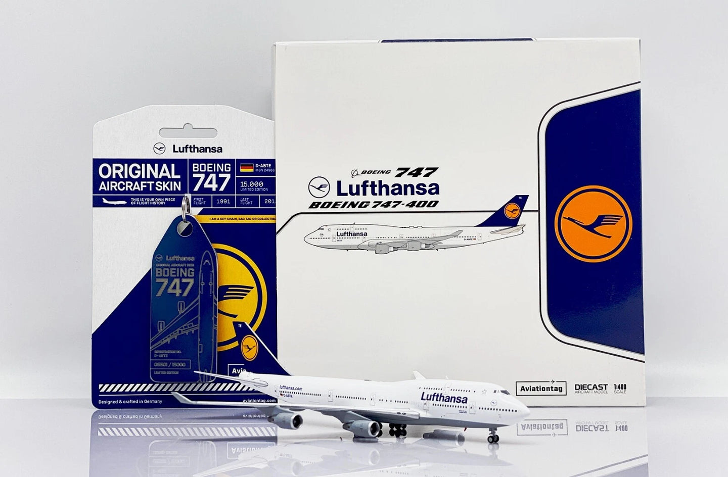 JC WINGS B747-400 LUFTHANSA REG: D-ABTE + LIMITED EDITION AVIATIONTAG