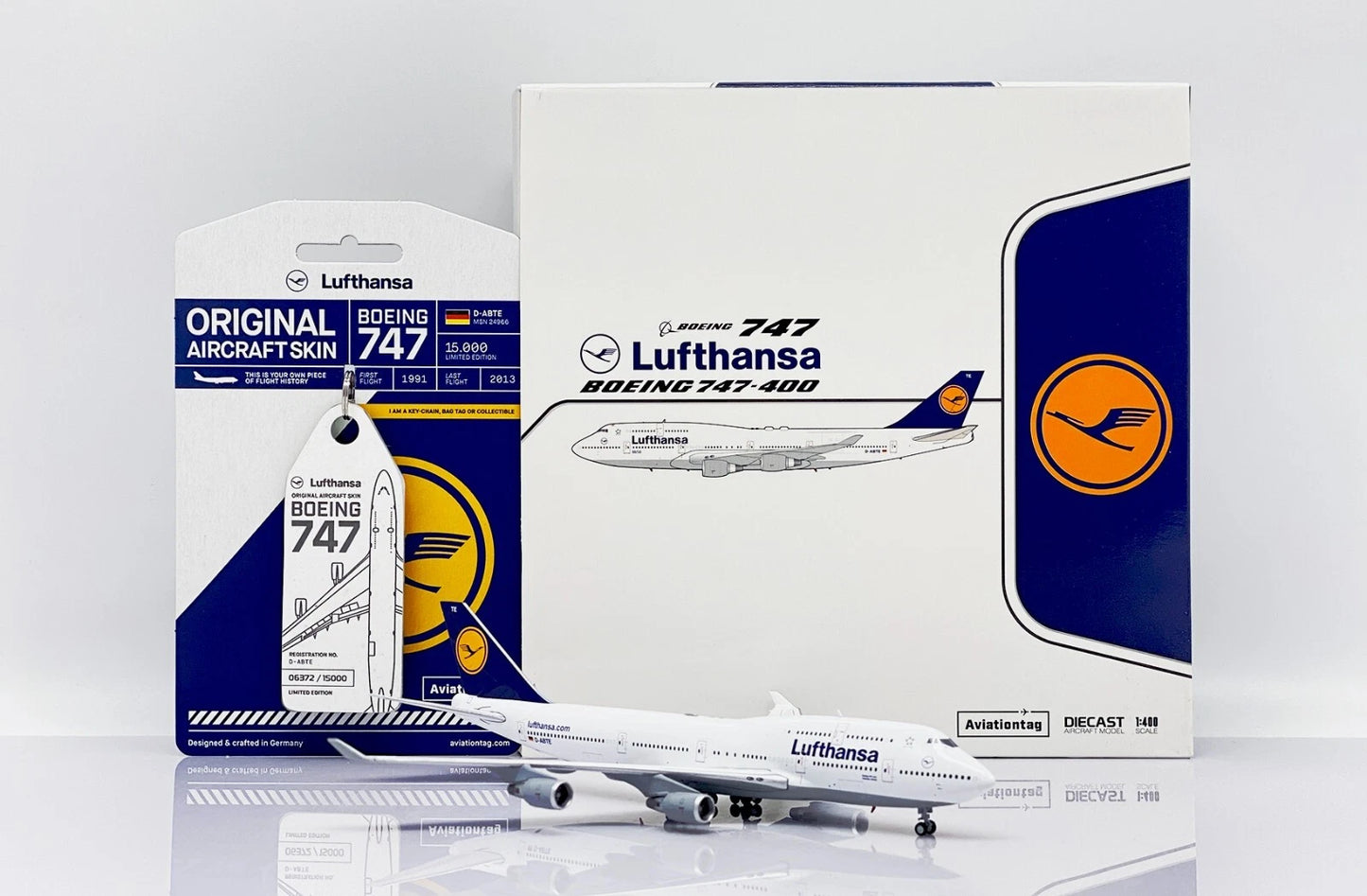 JC WINGS B747-400 LUFTHANSA REG: D-ABTE + LIMITED EDITION AVIATIONTAG