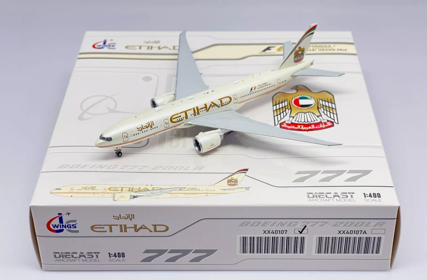 JC WINGS B777-200LR 2015 ETIHAD AIRWAYS "FORMULA 1" REG: A6-LRD