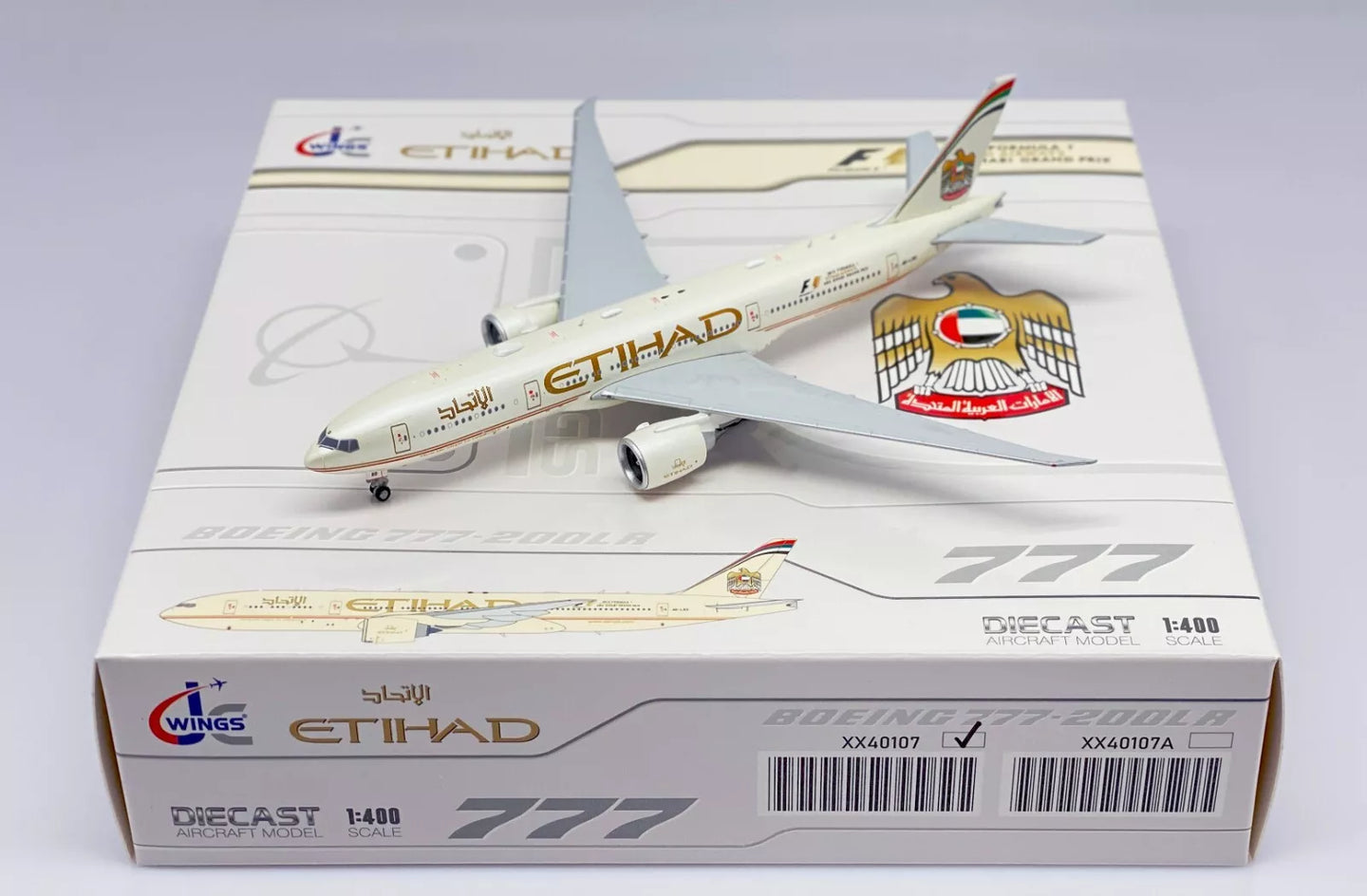 JC WINGS B777-200LR 2015 ETIHAD AIRWAYS "FORMULA 1" REG: A6-LRD