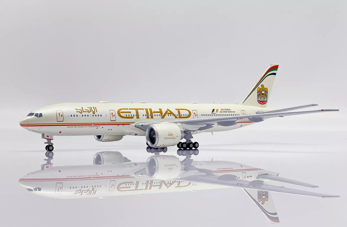 JC WINGS B777-200LR 2015 ETIHAD AIRWAYS "FORMULA 1" REG: A6-LRD