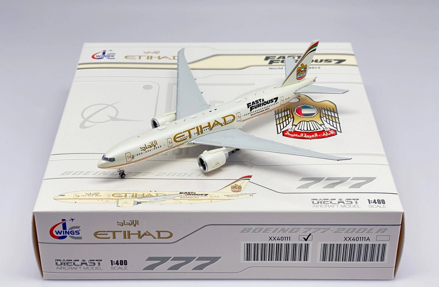 JC WINGS B777-200LR ETIHAD AIRWAYS "FAST AND FURIOUS 7" REG: A6-LRE