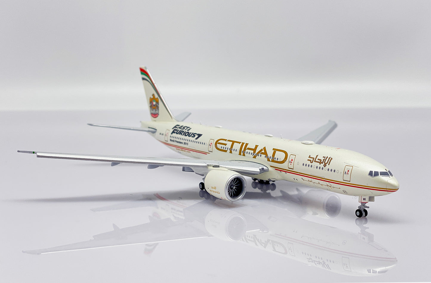 JC WINGS B777-200LR ETIHAD AIRWAYS "FAST AND FURIOUS 7" "FLAPS DOWN" REG: A6-LRE