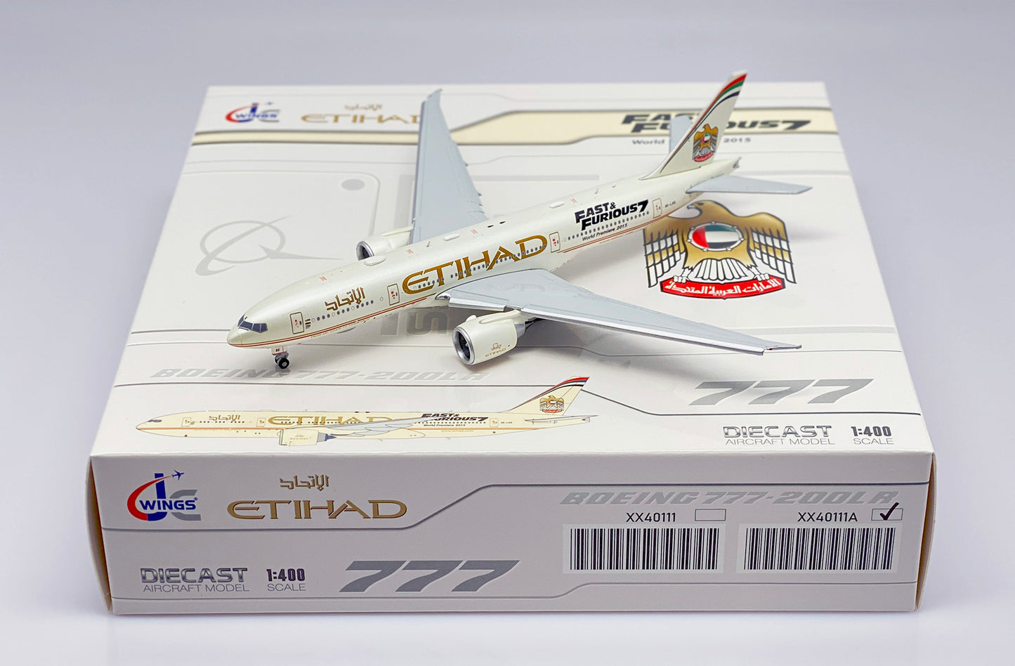 JC WINGS B777-200LR ETIHAD AIRWAYS "FAST AND FURIOUS 7" "FLAPS DOWN" REG: A6-LRE