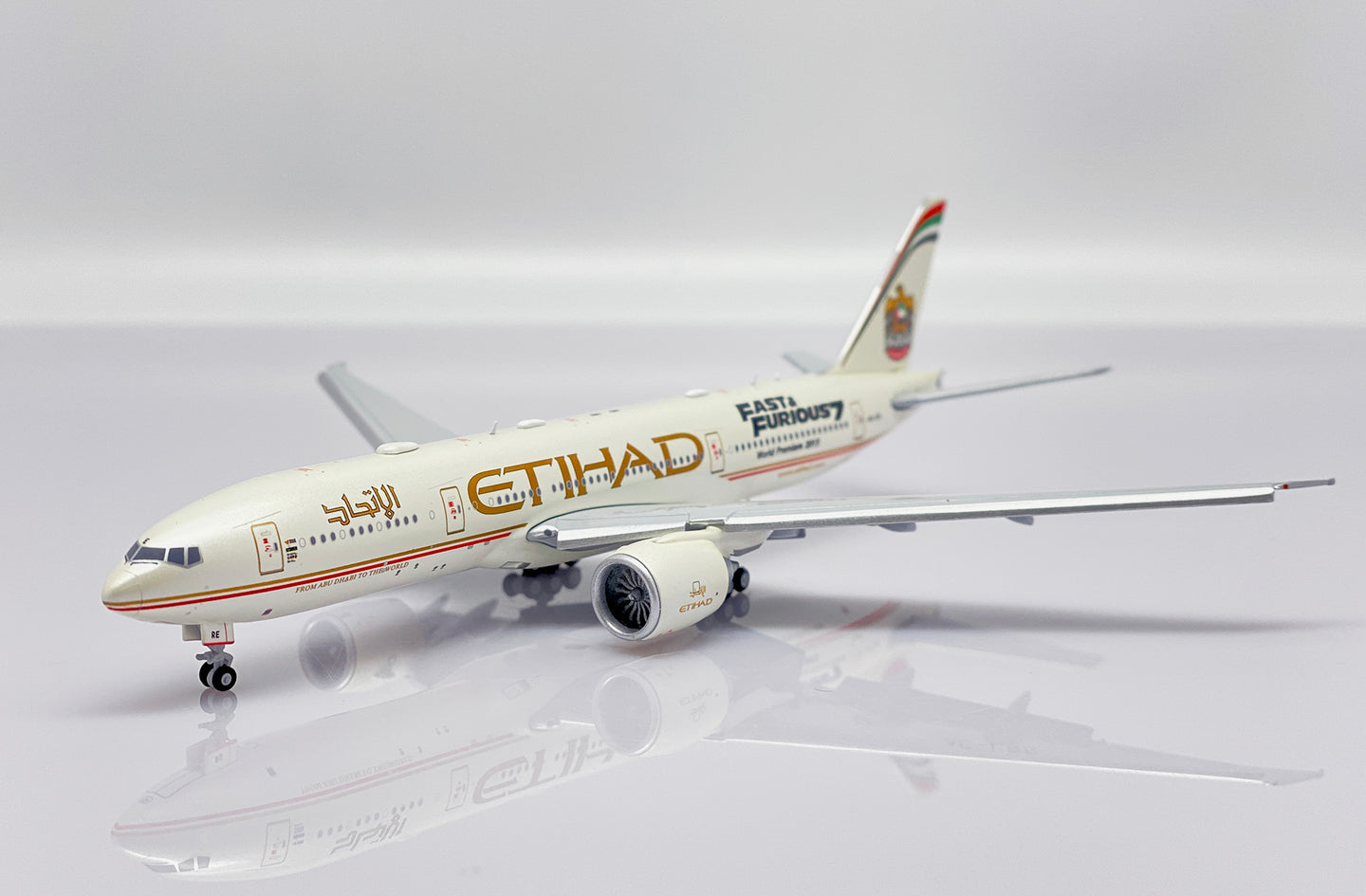 JC WINGS B777-200LR ETIHAD AIRWAYS "FAST AND FURIOUS 7" "FLAPS DOWN" REG: A6-LRE