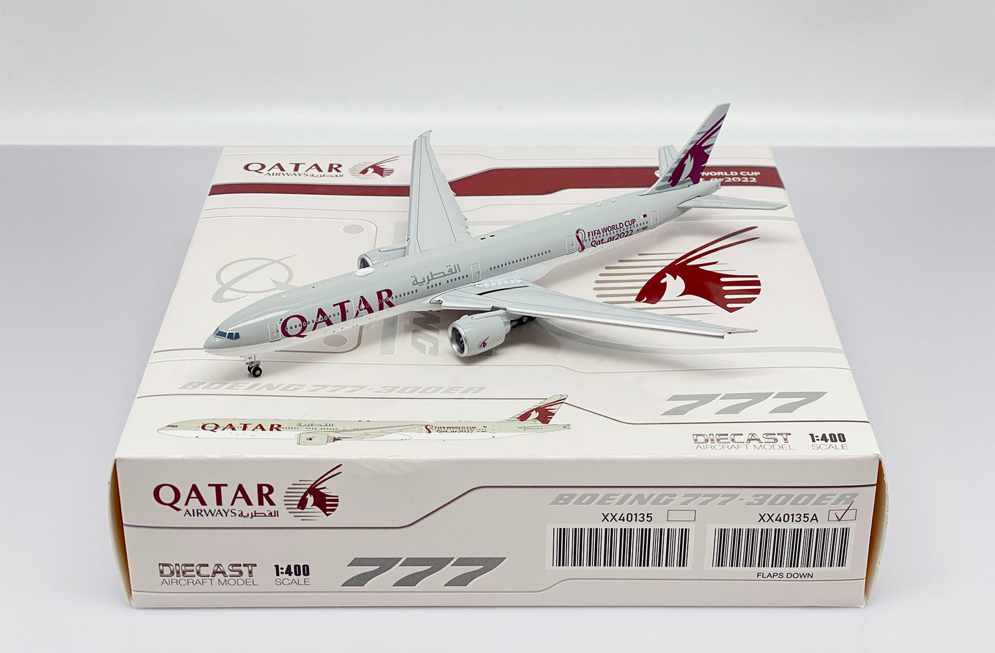 JC WINGS B777-300(ER) QATAR AIRWAYS "WORLD CUP 2022" (FLAPS DOWN) REG: A7-BEF