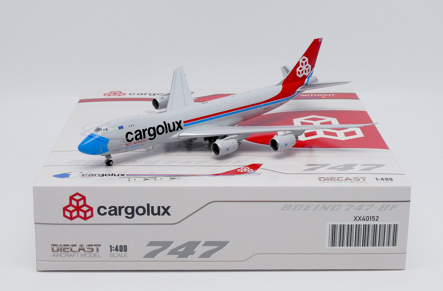 JC WINGS B747-8F CARGOLUX "NOT WITHOUT MY MASK" REG: LX-VCF