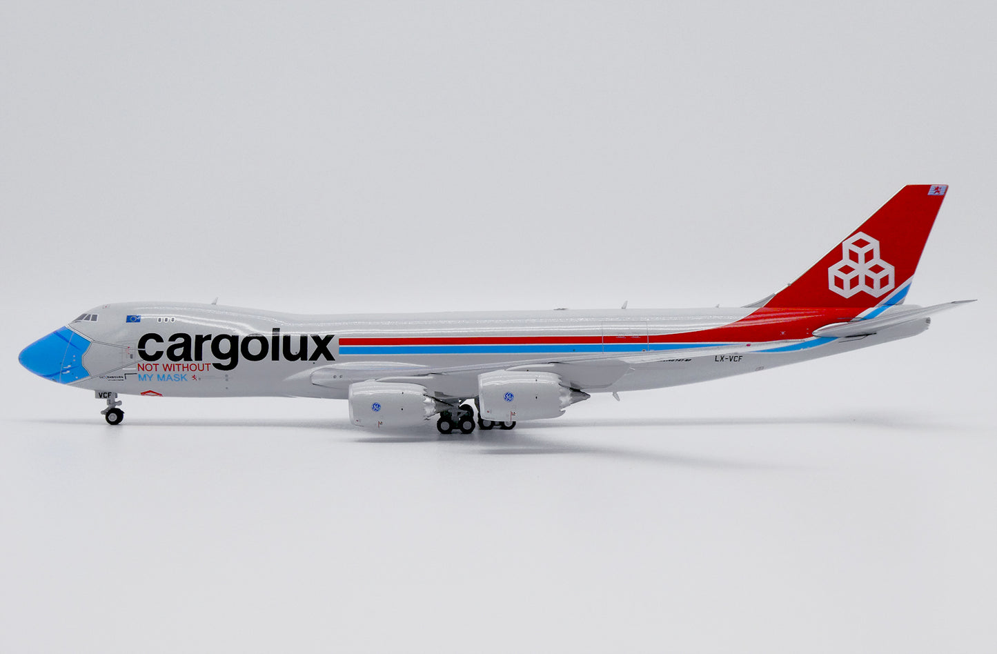 JC WINGS B747-8F CARGOLUX "NOT WITHOUT MY MASK" REG: LX-VCF