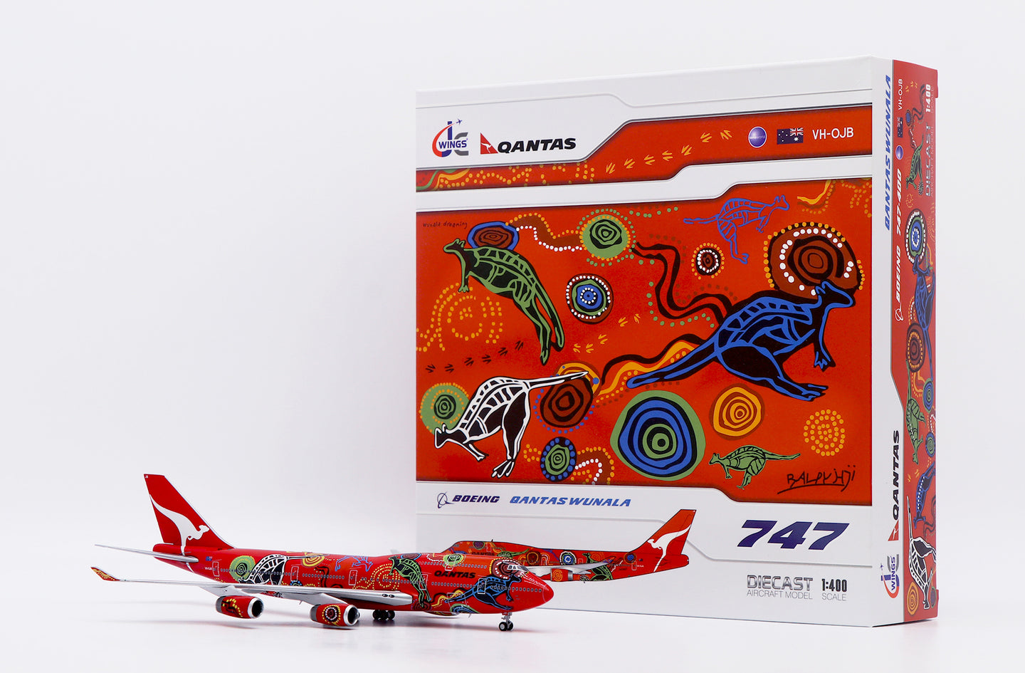 JC WINGS B747-400 QANTAS "WUNALA DREAMING" RR ENGINE REG: VH-OJB