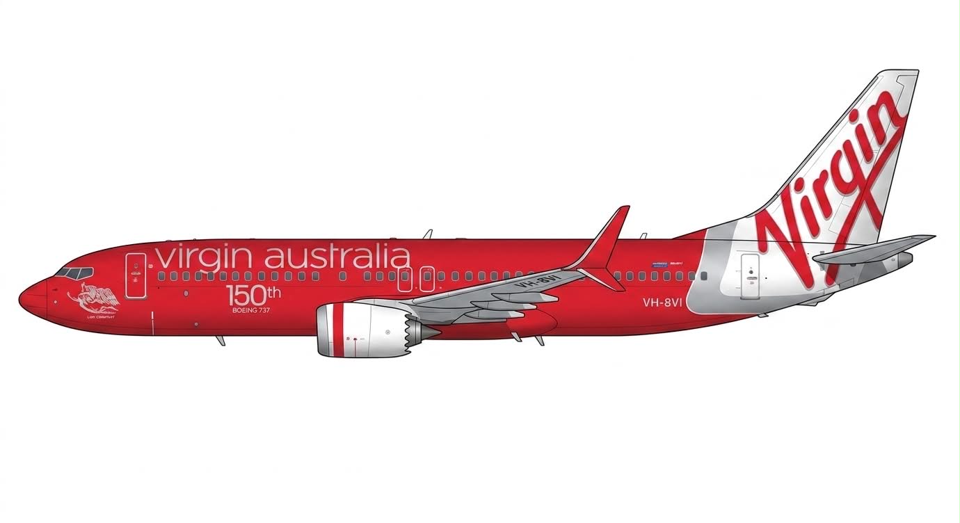 JC WINGS B737 MAX 8 VIRGIN AUSTRALIA "150TH BOEING 737" REG: VH-8VI
