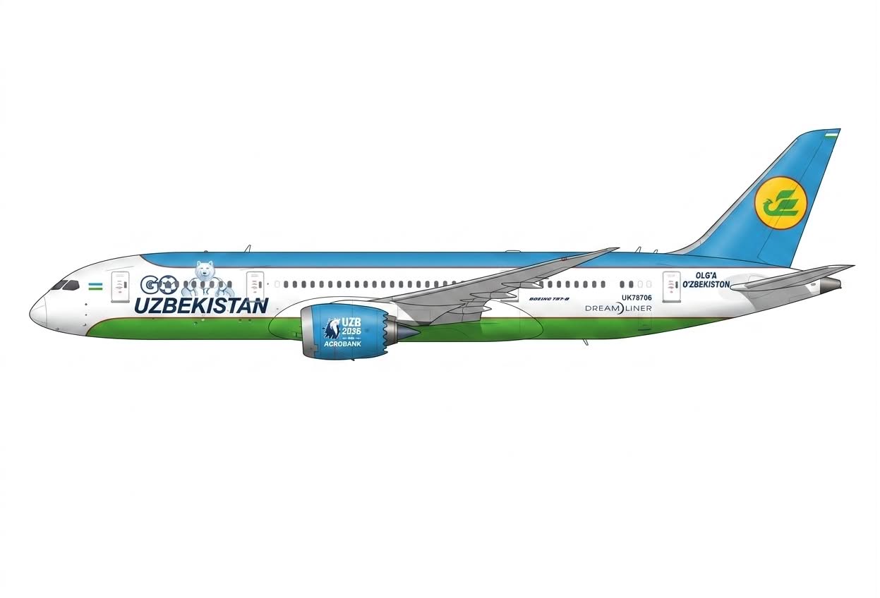 JC WINGS B787-8 DREAMLINER UZBEKISTAN AIRWAYS "GO UZBEKISTAN" REG: UK78706