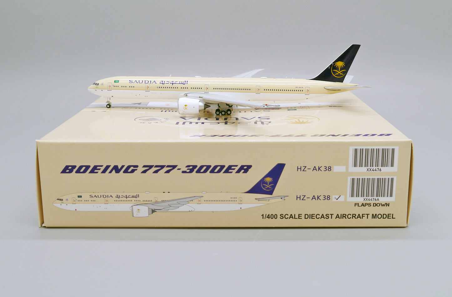 JC WINGS B777-300ER SAUDI ARABIAN AIRLINES (FLAPS DOWN) REG: HZ-AK38