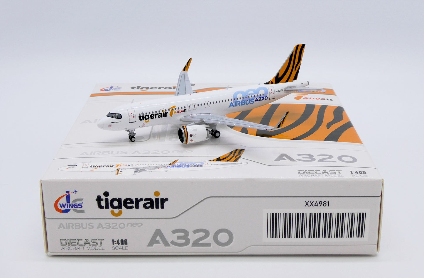 JC WINGS JC4981 1/400 AIRBUS A320NEO TIGERAIR TAIWAN "AIRBUS STICKER" REG: B-50021