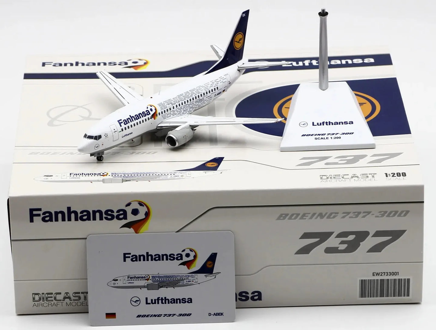 JCWINGS  B737-300 LUFTHANSA "FANHANSA" REG: D-ABEK