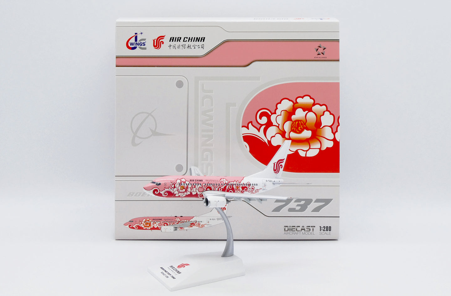 JC WINGS B737-700 AIR CHINA "RED PEONY" (FLAPS DOWN) REG: B-5211