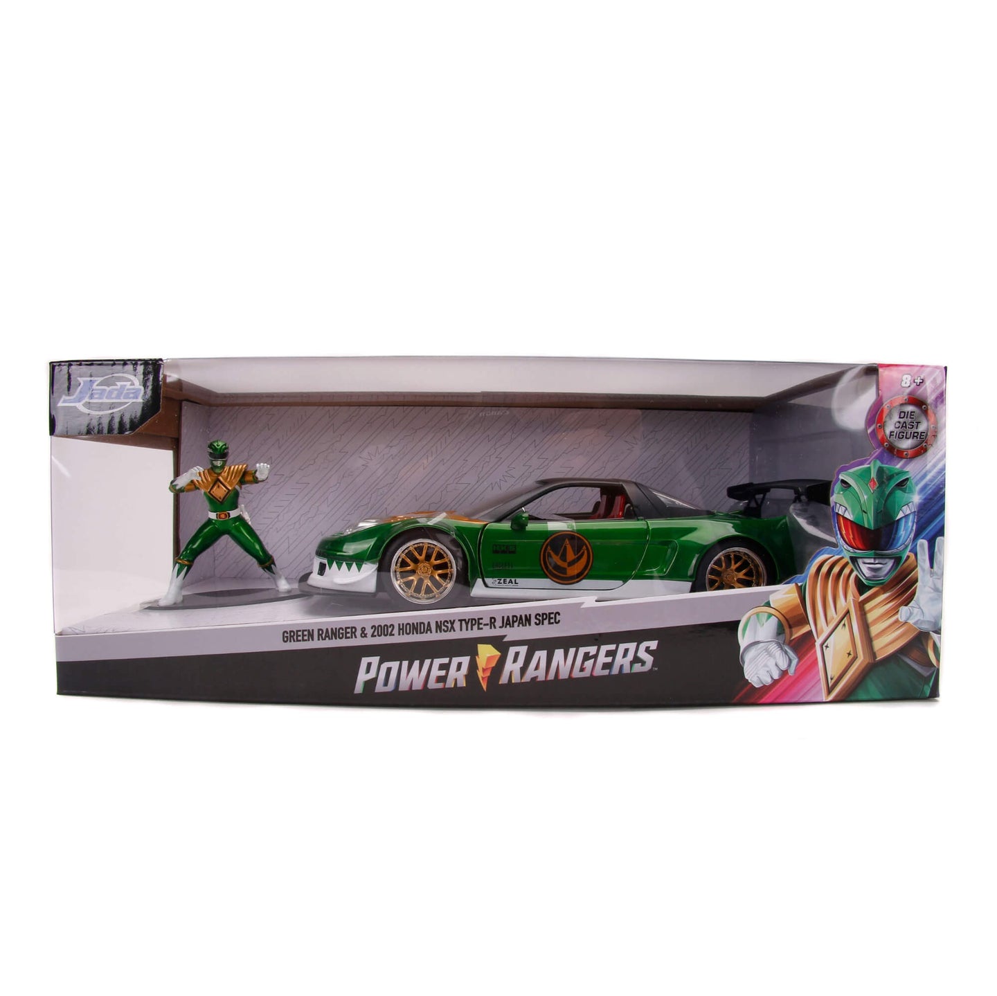 JADA 2002 HONDA NSX TYPE R WITH GREEN POWER RANGER FIGURE