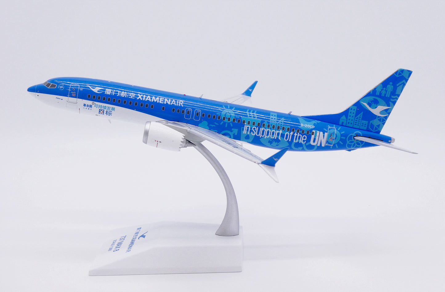 JC WINGS B737 MAX 8 XIAMEN AIRLINES "IN SUPPORT OF THE UN" REG: B-20CP