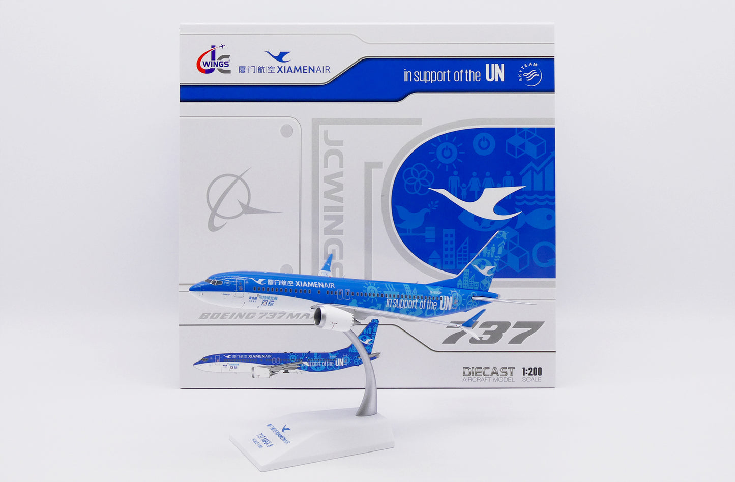 JC WINGS B737 MAX 8 XIAMEN AIRLINES "IN SUPPORT OF THE UN" REG: B-20CP
