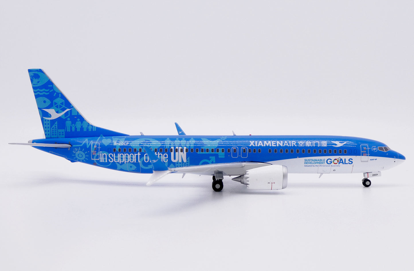 JC WINGS B737 MAX 8 XIAMEN AIRLINES "IN SUPPORT OF THE UN" REG: B-20CP