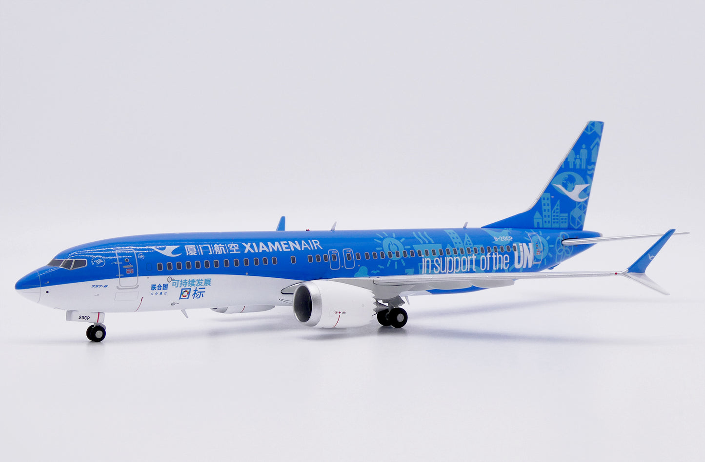 JC WINGS B737 MAX 8 XIAMEN AIRLINES "IN SUPPORT OF THE UN" REG: B-20CP