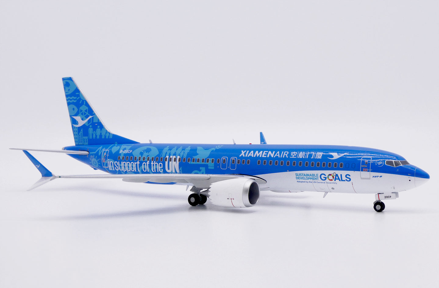 JC WINGS B737 MAX 8 XIAMEN AIRLINES "IN SUPPORT OF THE UN" REG: B-20CP