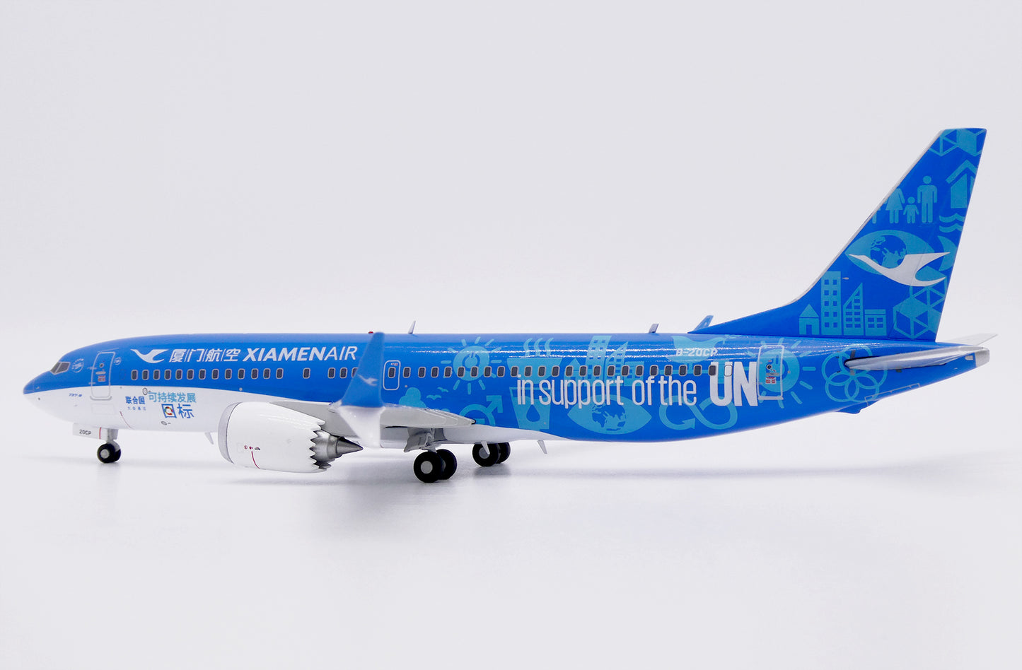 JC WINGS B737 MAX 8 XIAMEN AIRLINES "IN SUPPORT OF THE UN" REG: B-20CP