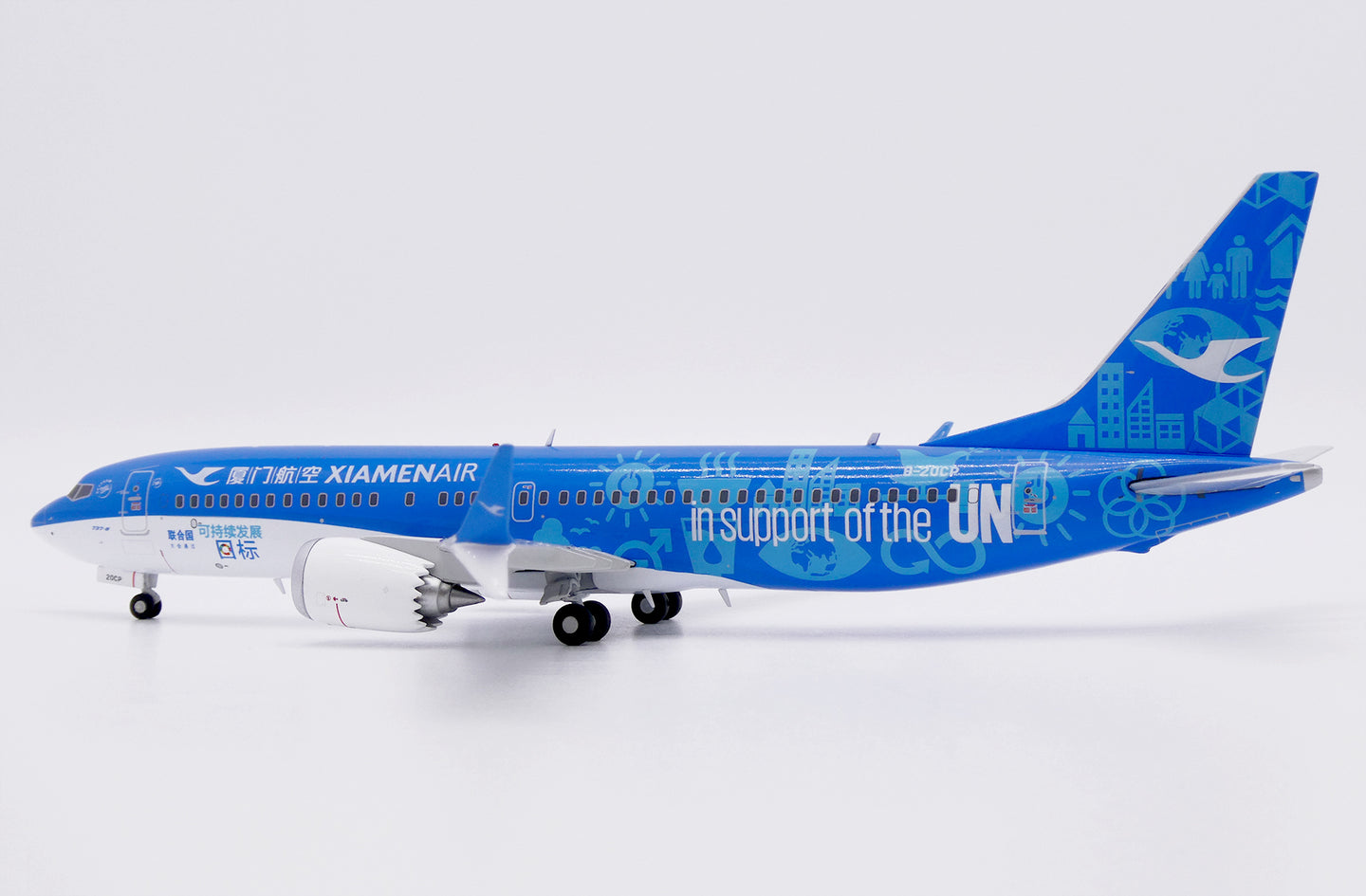 JC WINGS B737 MAX 8 XIAMEN AIRLINES "IN SUPPORT OF THE UN" REG: B-20CP