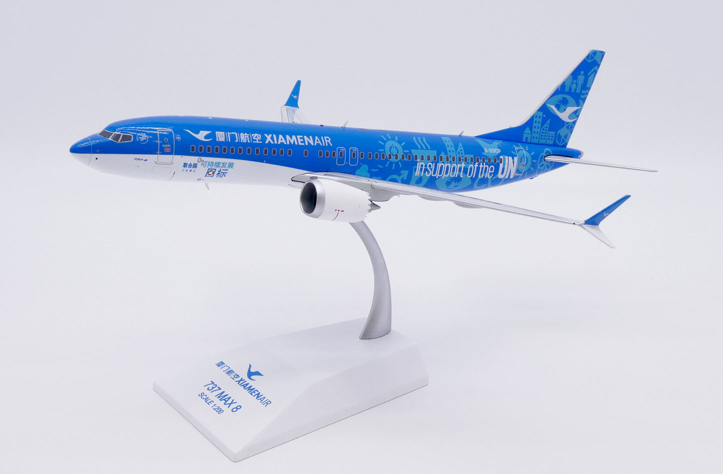 JC WINGS B737 MAX 8 XIAMEN AIRLINES "IN SUPPORT OF THE UN" REG: B-20CP