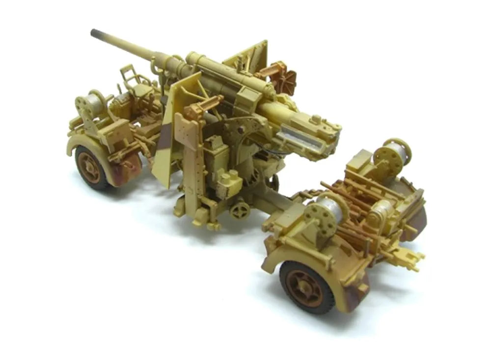 PRECISION MODEL ART GERMAN ARMY AFRICA KORPS 88MM FLAK 36 & TRAILER