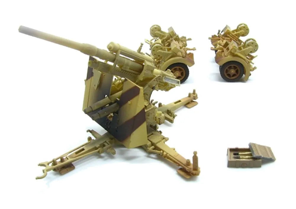 PRECISION MODEL ART GERMAN ARMY AFRICA KORPS 88MM FLAK 36 & TRAILER