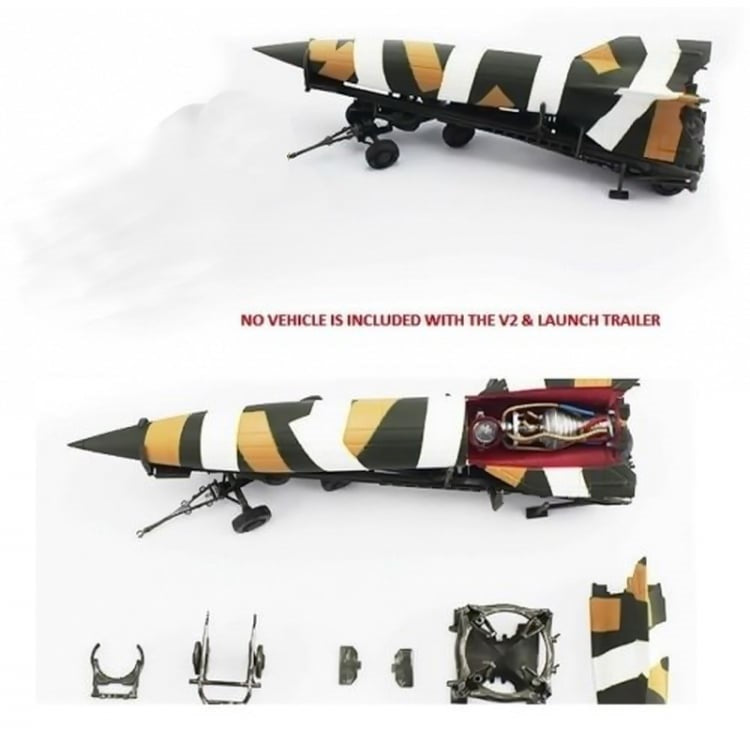 PRECISION MODEL ART WORLD WAR 2 V2 ROCKET GERMAN ARMY 1945 WITH LAUNCH TRAILER