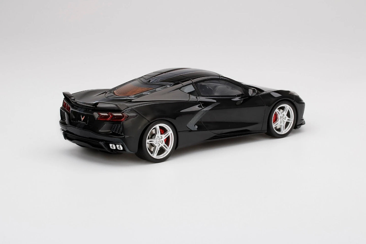 TOPSPEED 2020 CORVETTE STINGRAY BLACK WITH MIDNIGHT GRAY STRIPE (RESIN)