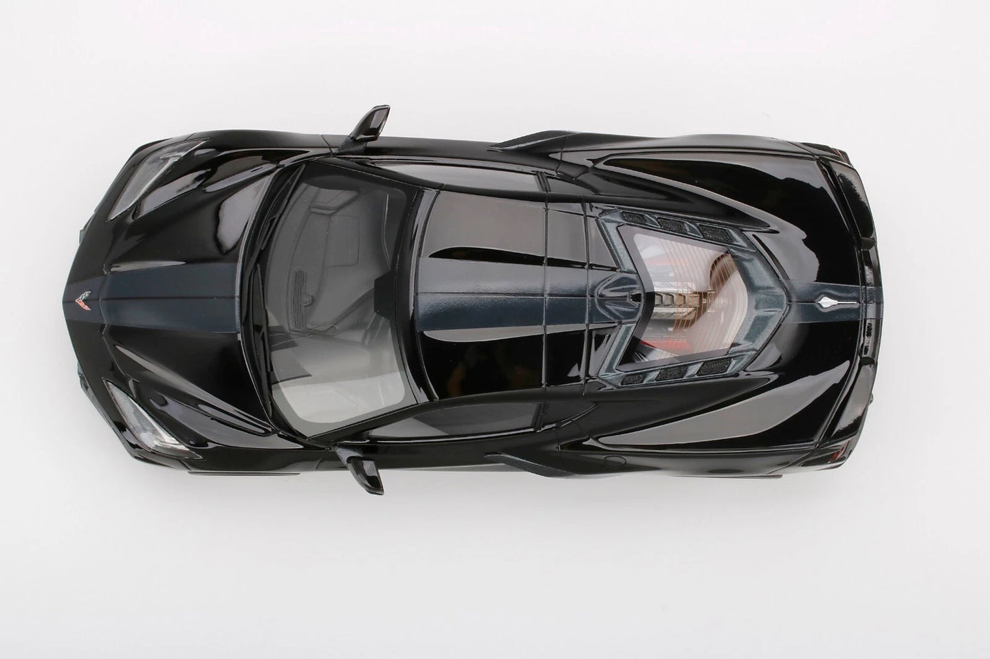 TOPSPEED 2020 CORVETTE STINGRAY BLACK WITH MIDNIGHT GRAY STRIPE (RESIN)