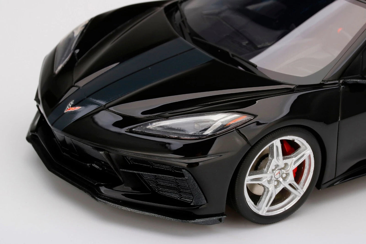 TOPSPEED 2020 CORVETTE STINGRAY BLACK WITH MIDNIGHT GRAY STRIPE (RESIN)
