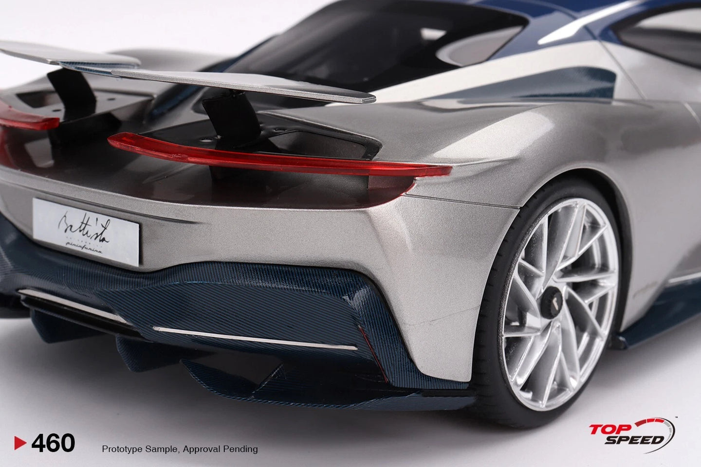 TOPSPEED PININFARINA BATTISTA 2019 (US LAUNCH EDITION) ARGENTO LIQUIDO GLOSS AND BLU DEL RE GLOSS (RESIN)