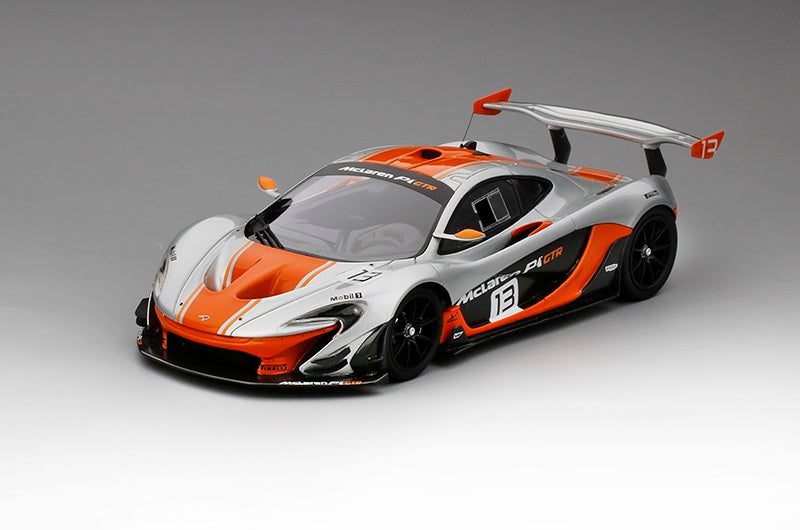 TRUESCALE MINIATURES MCLAREN P1-GTR NO.13 2015 SILVER / ORANGE (RESIN)
