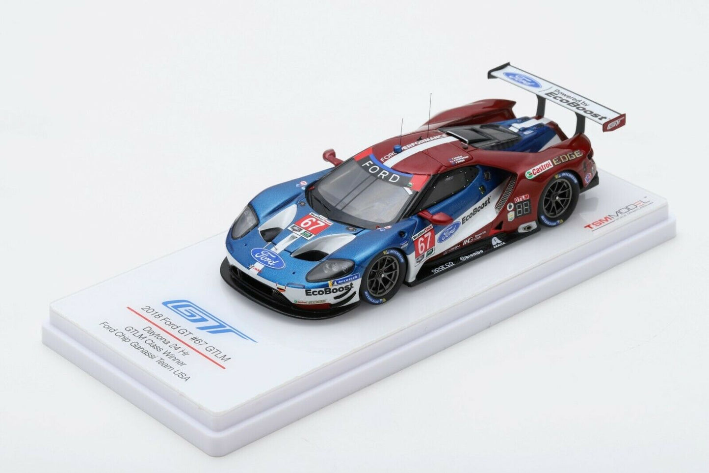 TRUESCALE MINIATURES FORD GT GTLM NO.67 2018 IMSA DAYTONA 24 HR. GTLM CLASS WINNER FORD CHIP GANASSI TEAM USA