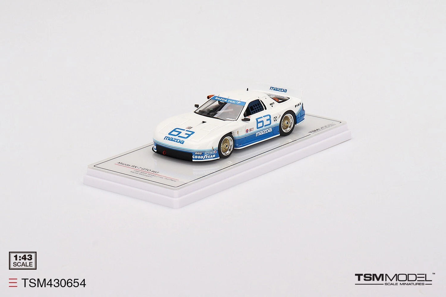 TRUESCALE MINIATURES MAZDA RX-7 GTO NO.63 MAZDA MOTORSPORT 1990 IMSA TOPEKA 2 HRS 3RD PLACE