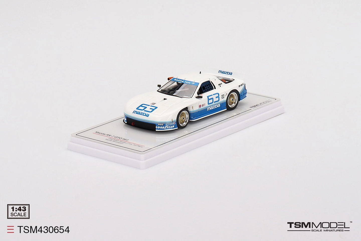 TRUESCALE MINIATURES MAZDA RX-7 GTO NO.63 MAZDA MOTORSPORT 1990 IMSA TOPEKA 2 HRS 3RD PLACE