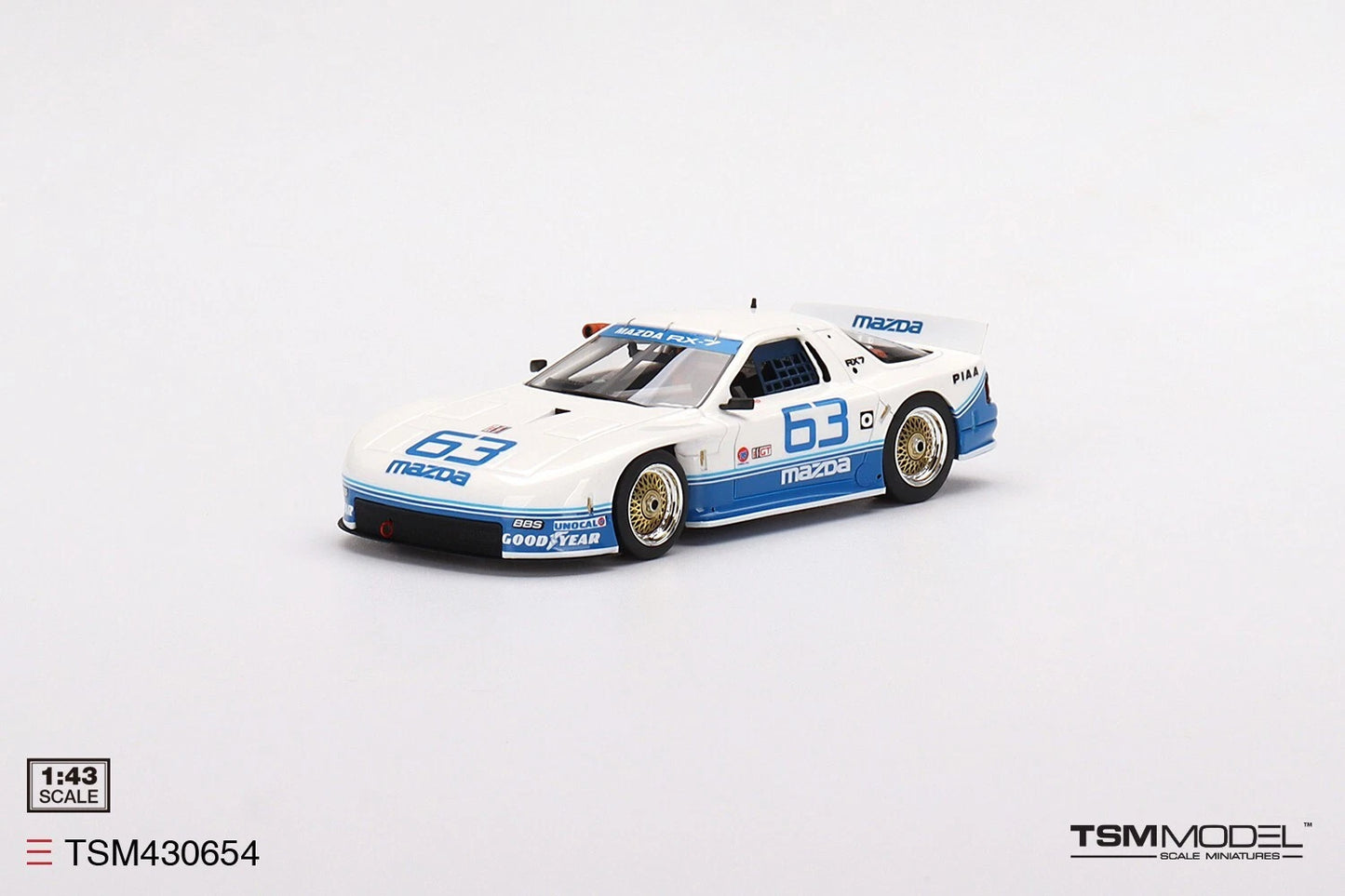 TRUESCALE MINIATURES MAZDA RX-7 GTO NO.63 MAZDA MOTORSPORT 1990 IMSA TOPEKA 2 HRS 3RD PLACE