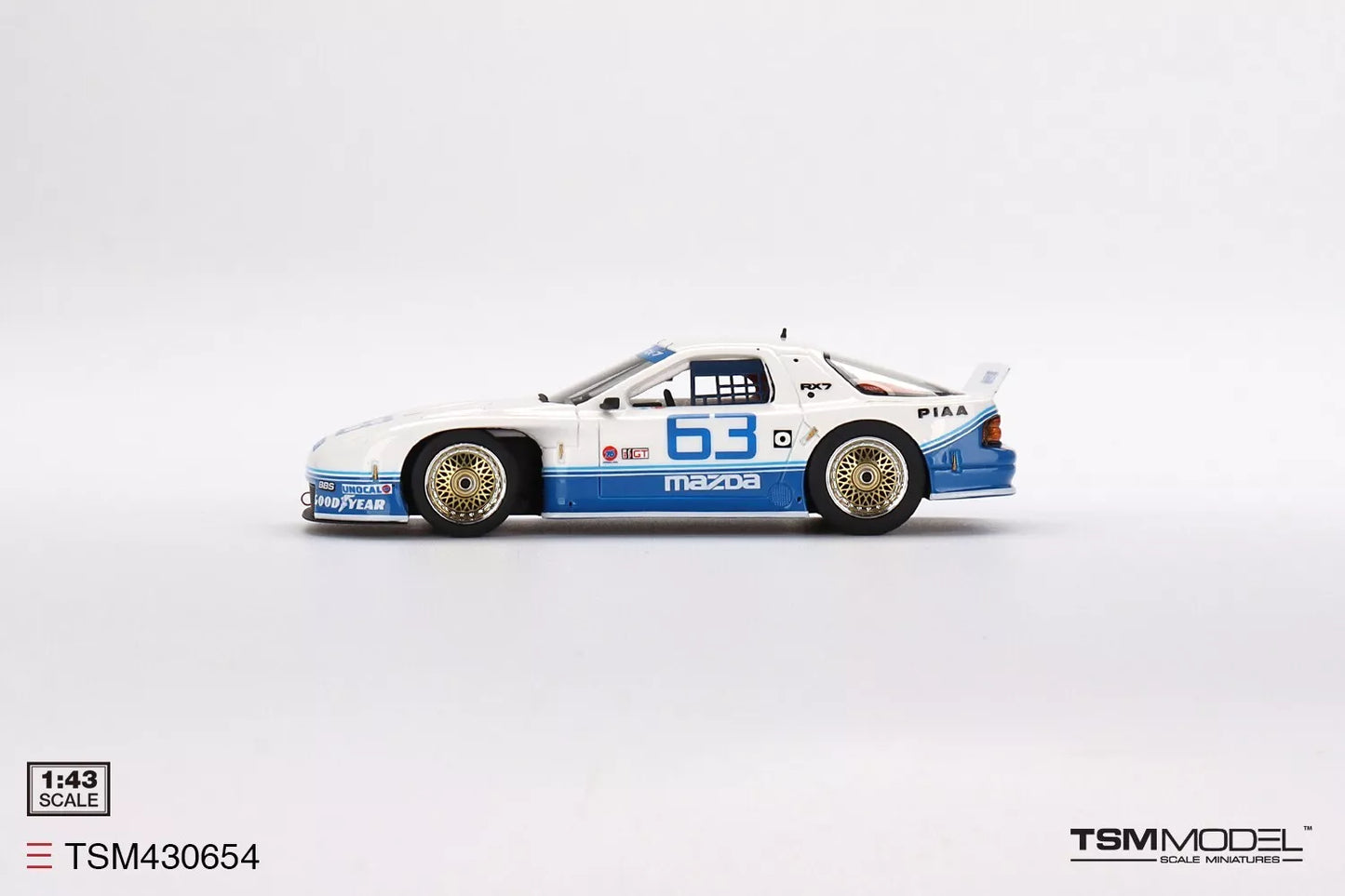 TRUESCALE MINIATURES MAZDA RX-7 GTO NO.63 MAZDA MOTORSPORT 1990 IMSA TOPEKA 2 HRS 3RD PLACE