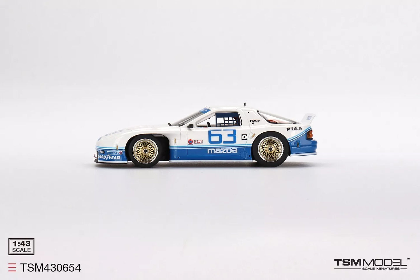 TRUESCALE MINIATURES MAZDA RX-7 GTO NO.63 MAZDA MOTORSPORT 1990 IMSA TOPEKA 2 HRS 3RD PLACE