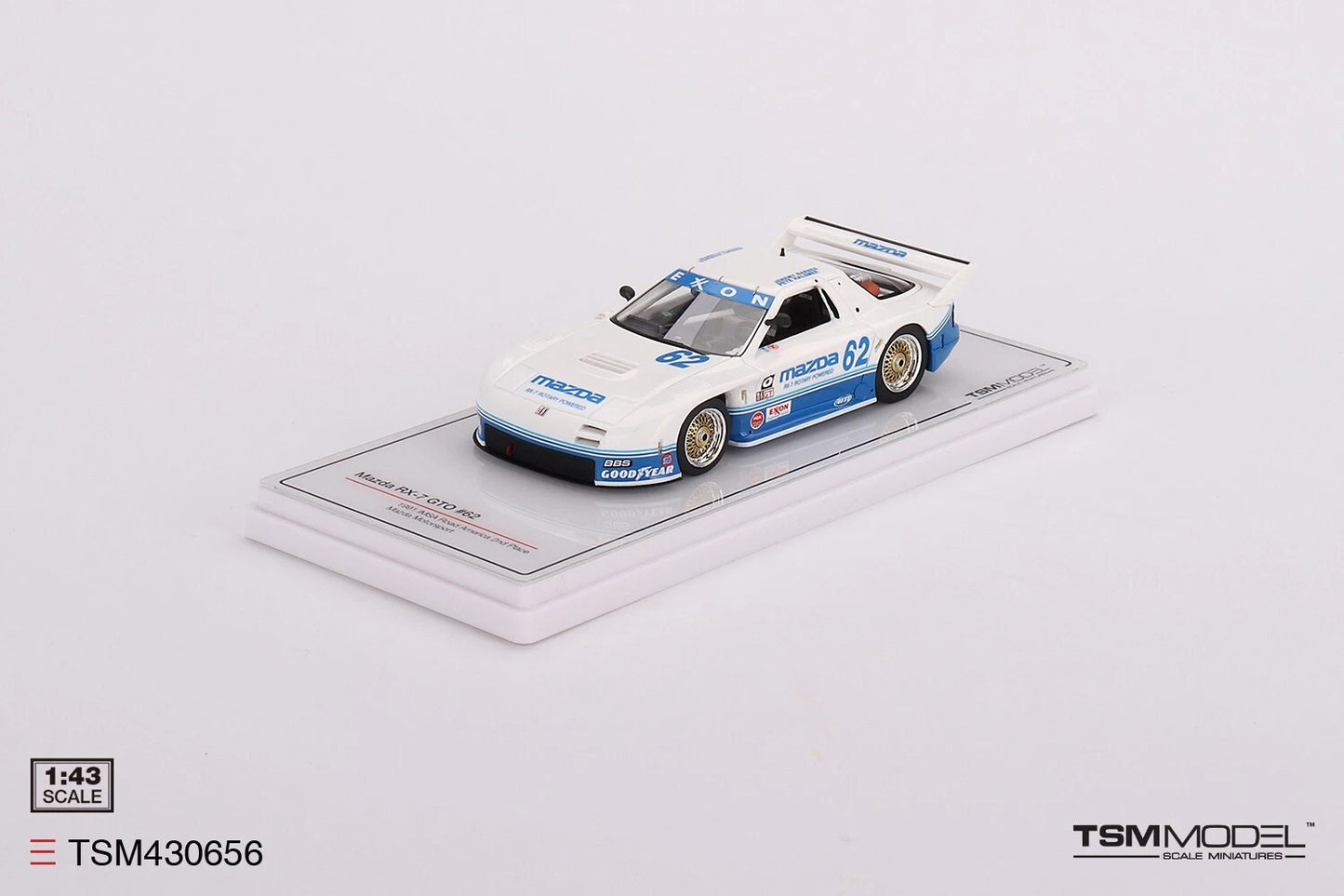 TRUESCALE MINIATURES MAZDA RX-7 GTO NO.62 MAZDA MOTORSPORT 1991 IMSA ROAD AMERICA 2ND PLACE