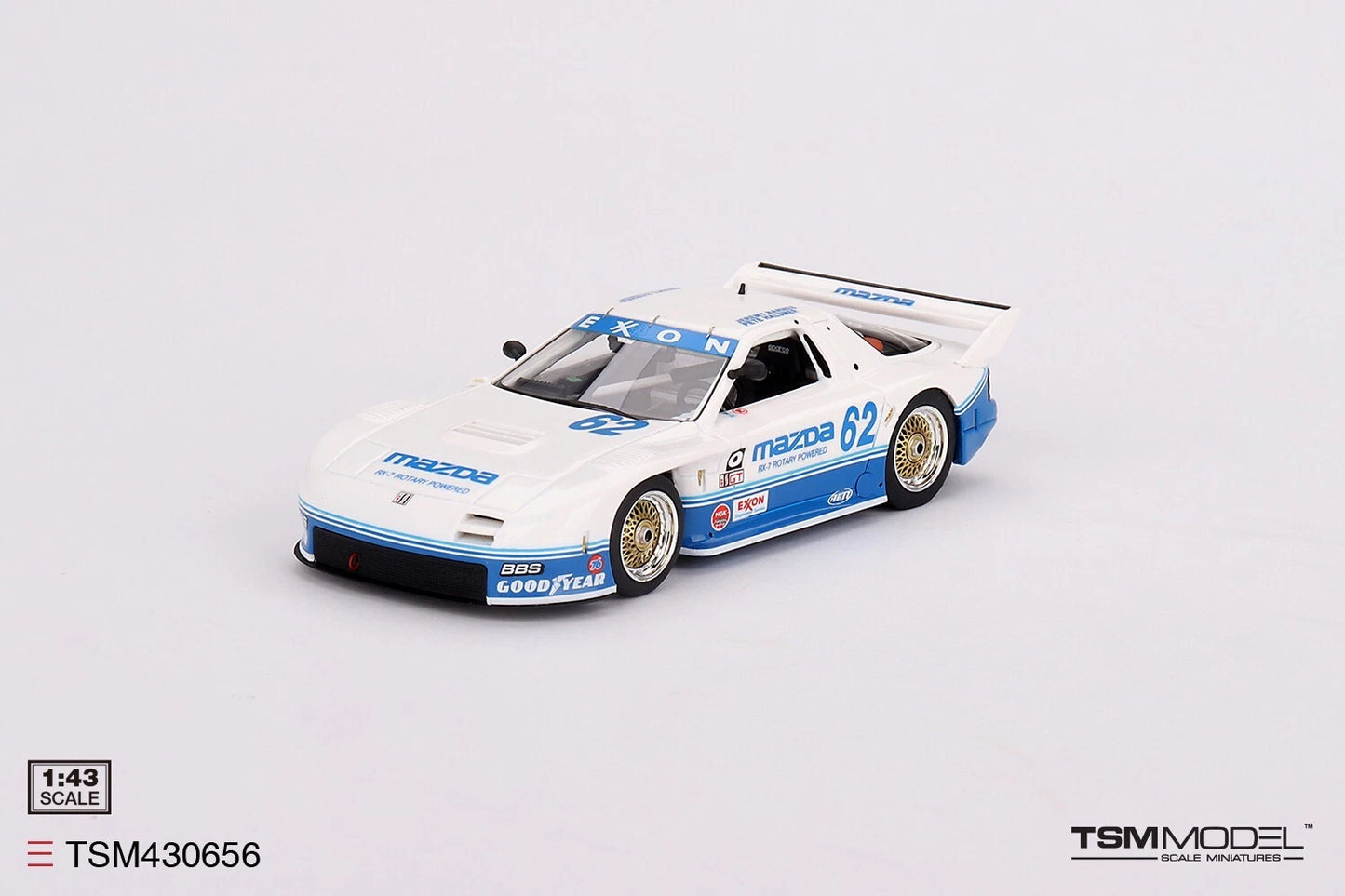 TRUESCALE MINIATURES MAZDA RX-7 GTO NO.62 MAZDA MOTORSPORT 1991 IMSA ROAD AMERICA 2ND PLACE