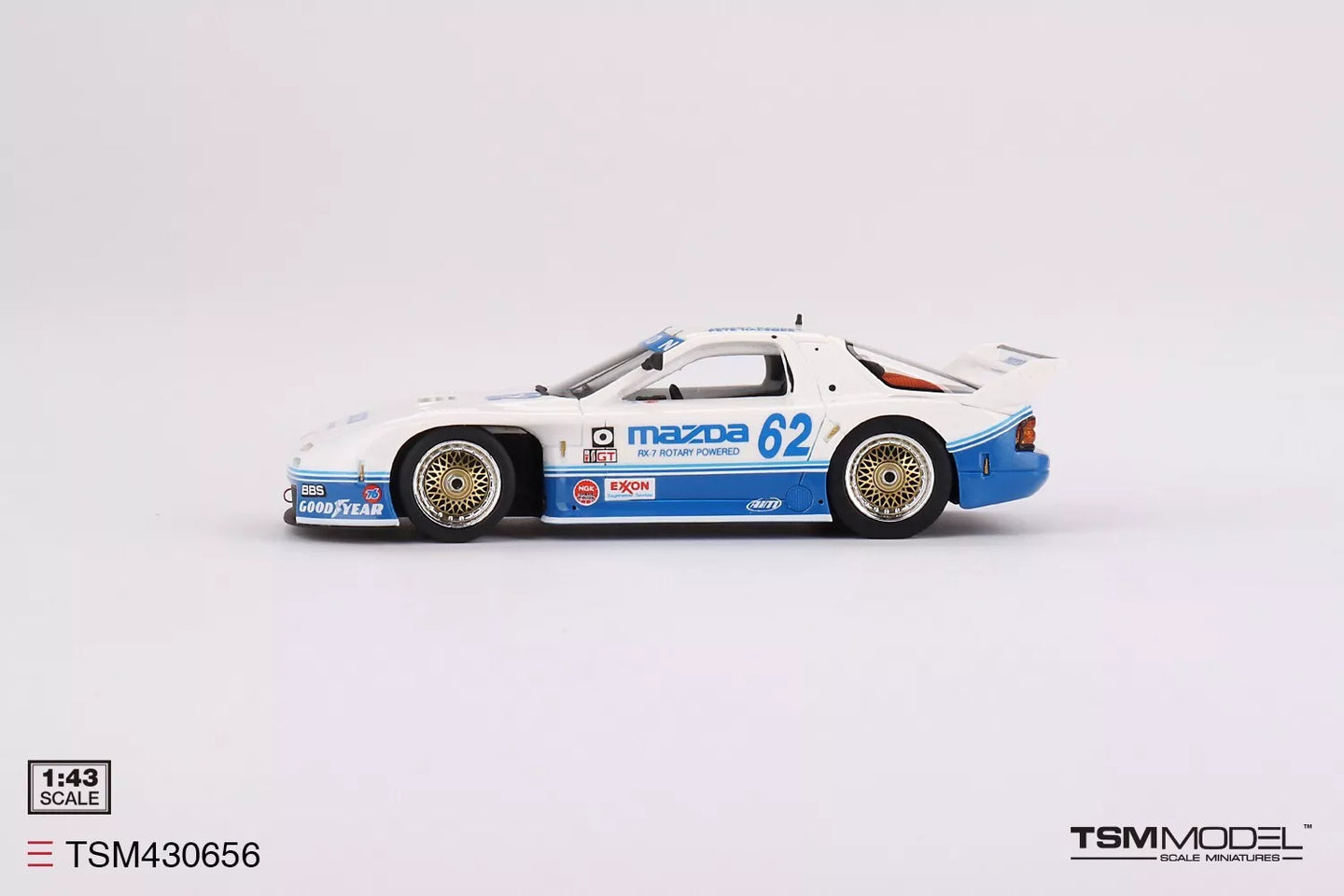 TRUESCALE MINIATURES MAZDA RX-7 GTO NO.62 MAZDA MOTORSPORT 1991 IMSA ROAD AMERICA 2ND PLACE