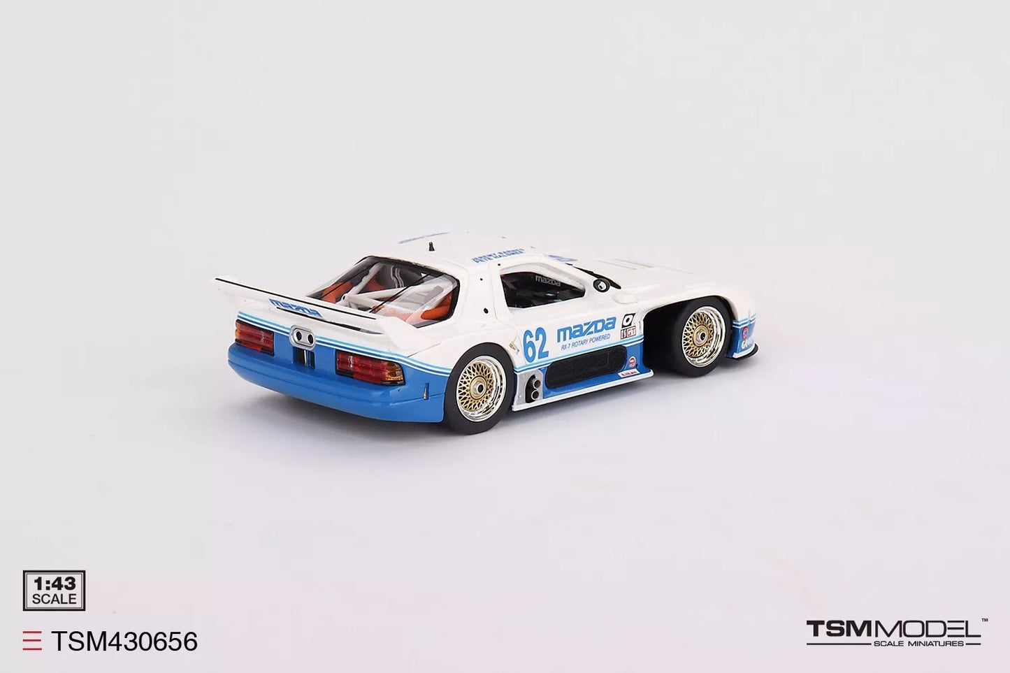 TRUESCALE MINIATURES MAZDA RX-7 GTO NO.62 MAZDA MOTORSPORT 1991 IMSA ROAD AMERICA 2ND PLACE