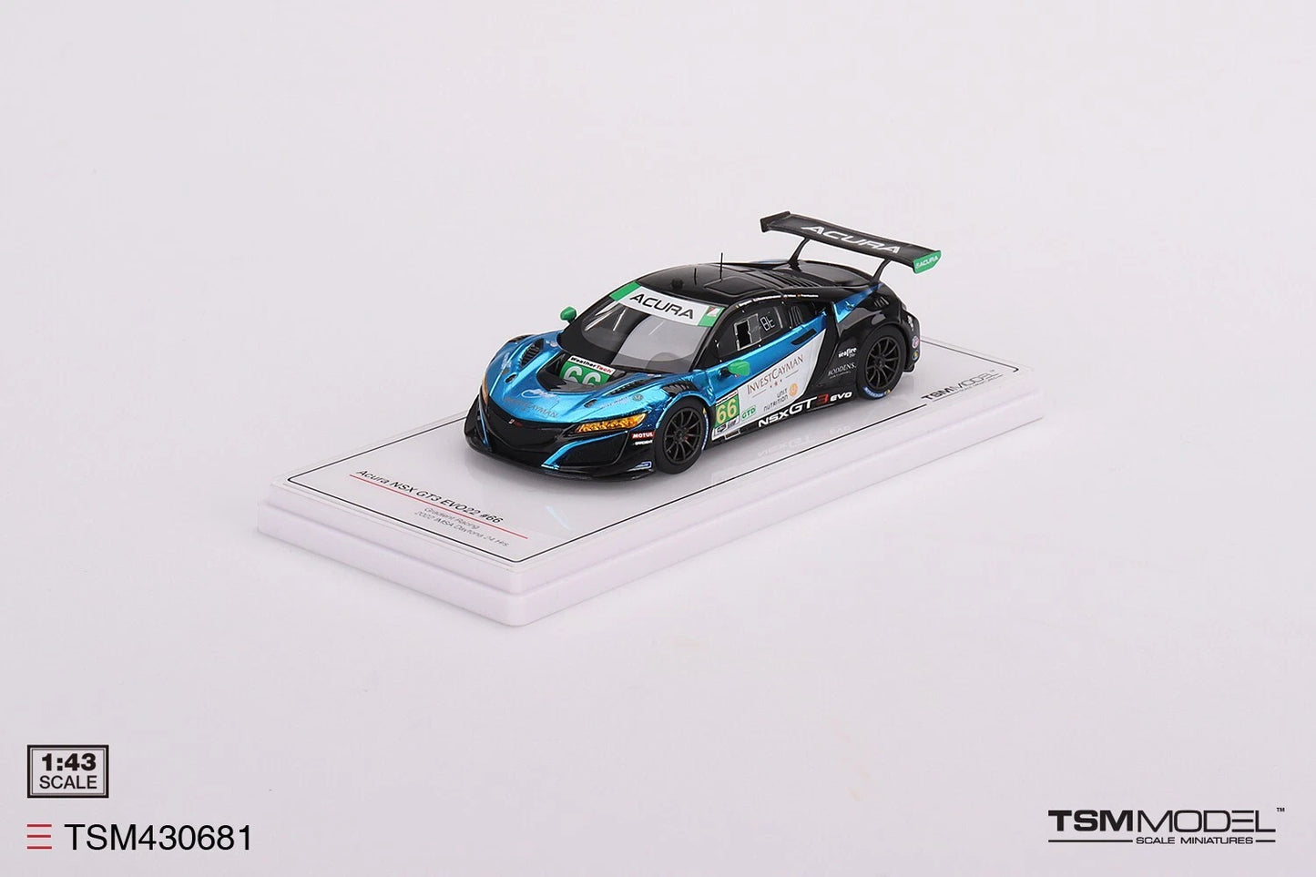 TRUESCALE MINIATURES ACURA NSX GT3 EVO22 NO.66 GRADIENT RACING 2022 IMSA DAYTONA 24 HRS