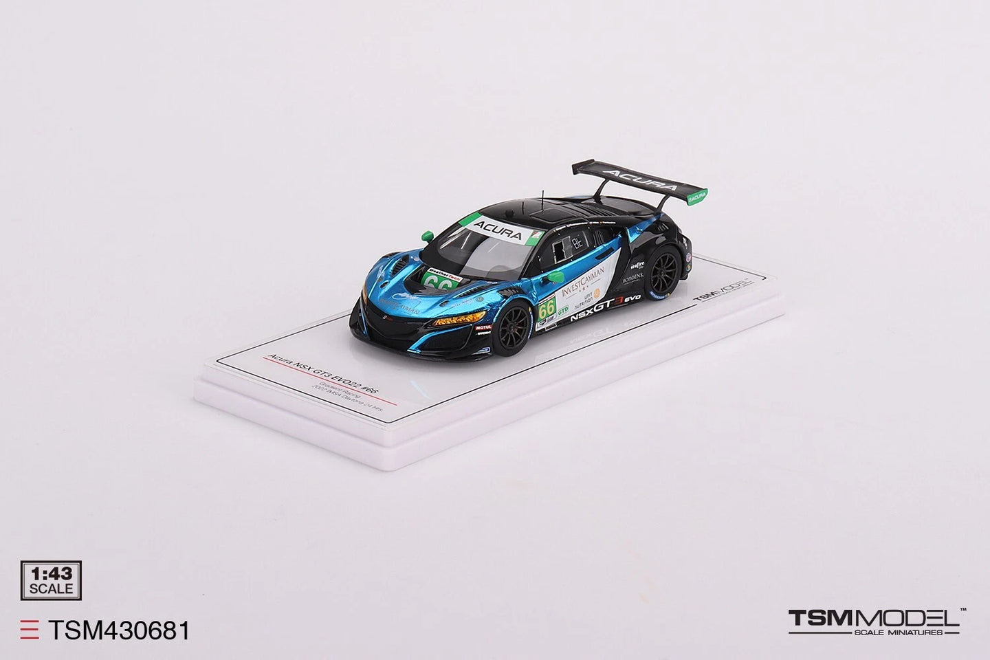 TRUESCALE MINIATURES ACURA NSX GT3 EVO22 NO.66 GRADIENT RACING 2022 IMSA DAYTONA 24 HRS
