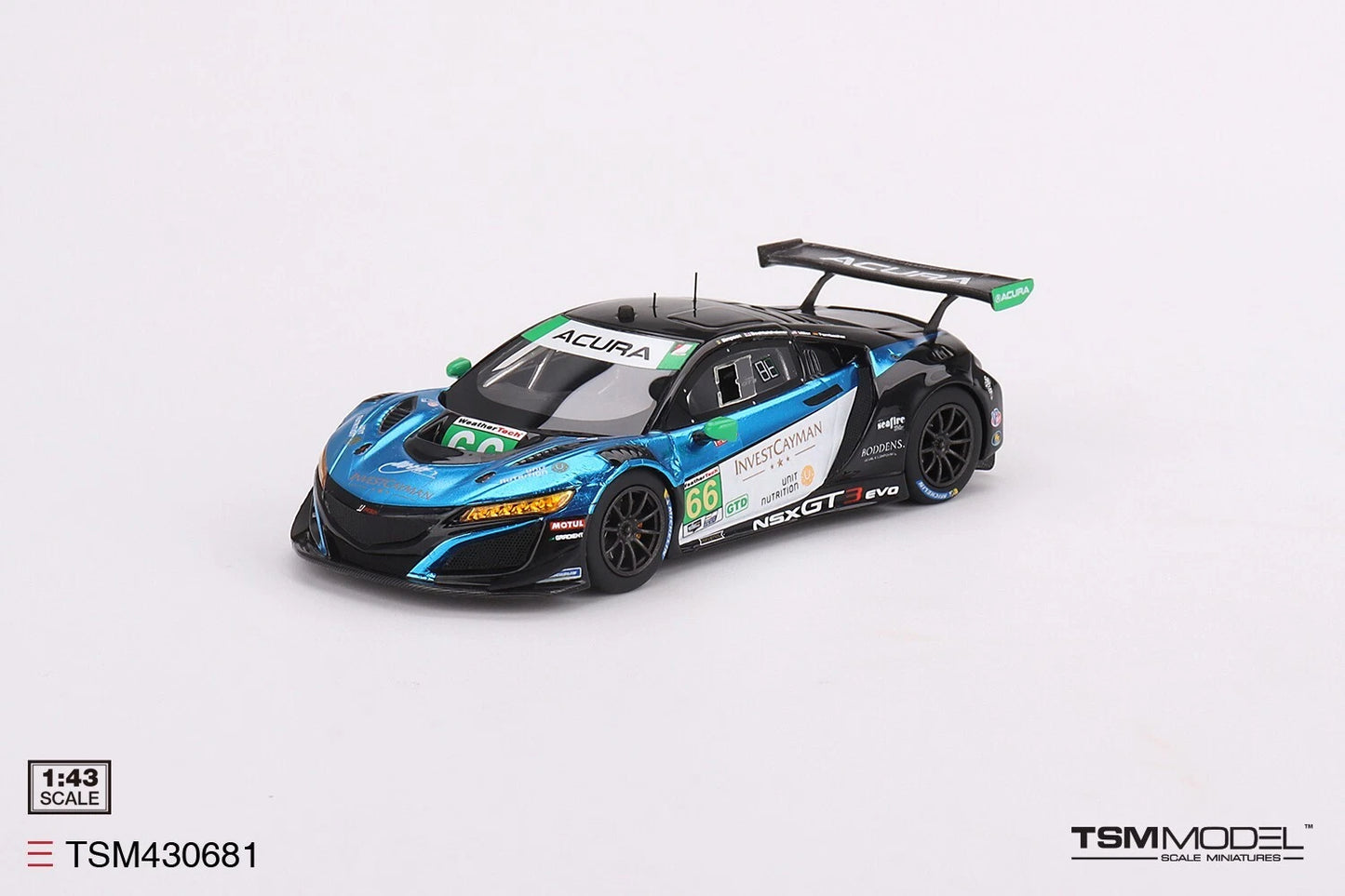 TRUESCALE MINIATURES ACURA NSX GT3 EVO22 NO.66 GRADIENT RACING 2022 IMSA DAYTONA 24 HRS