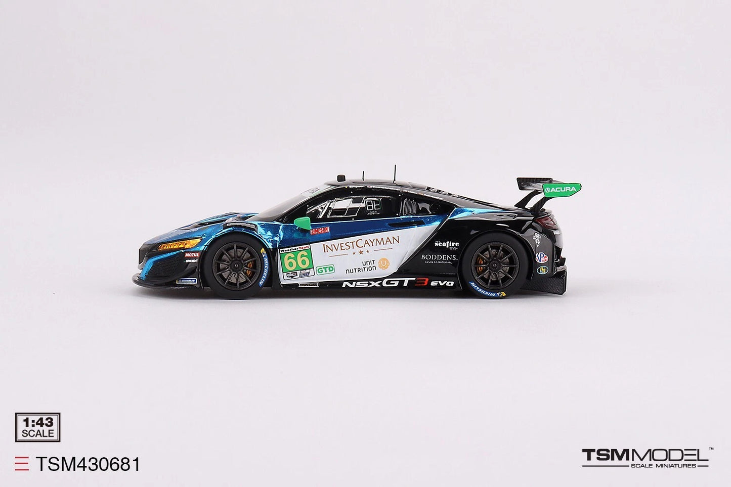 TRUESCALE MINIATURES ACURA NSX GT3 EVO22 NO.66 GRADIENT RACING 2022 IMSA DAYTONA 24 HRS